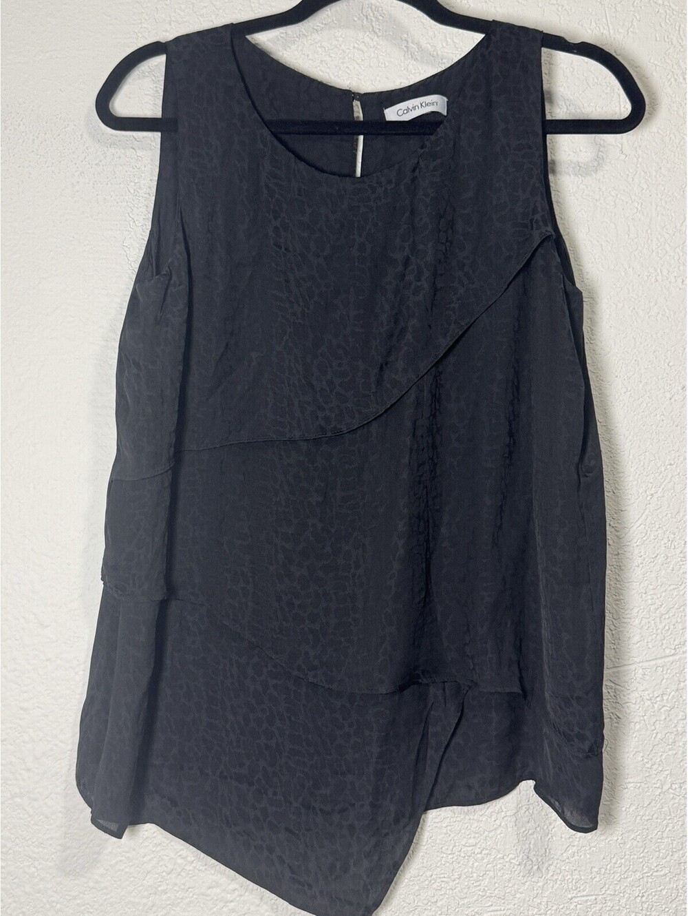 Calvin Klein Sleeveless Black Leopard Print Blouse Women's